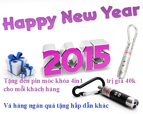 Happy new year - Chúc mừng năm mới 2015, DenPinSieuSang.Info tặng đèn pin móc khóa 4in1 trị giá 40k
